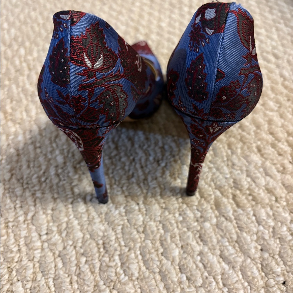 Zara Blue and Red Floral Heels